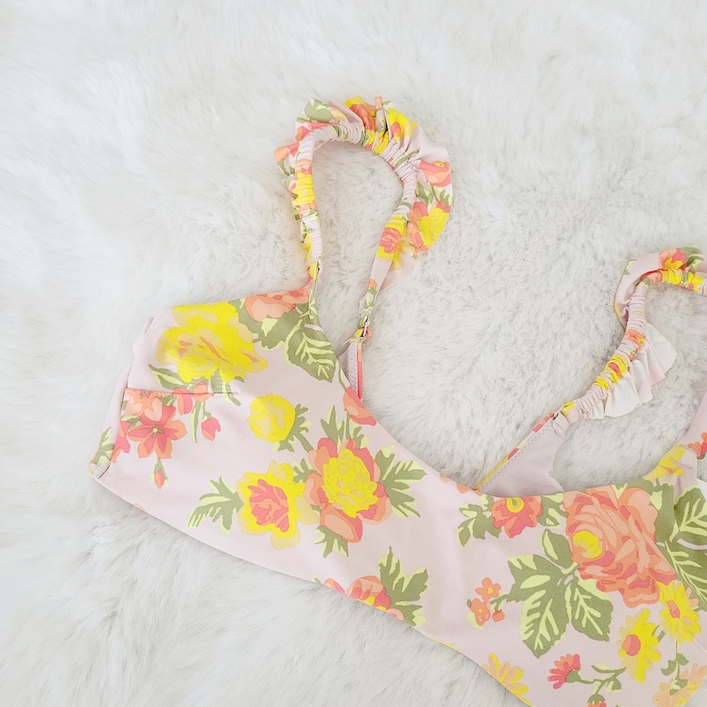 🍹AERIE RUFFLE SCOOP BIKINI TOP SIZE L & BOTTOM SIZE M - Picture 13 of 15